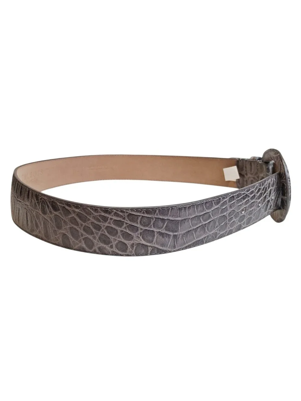 Set of 2 Talbots Women's Belts: Black Calf Hair S & Gray Leather Embossed 32